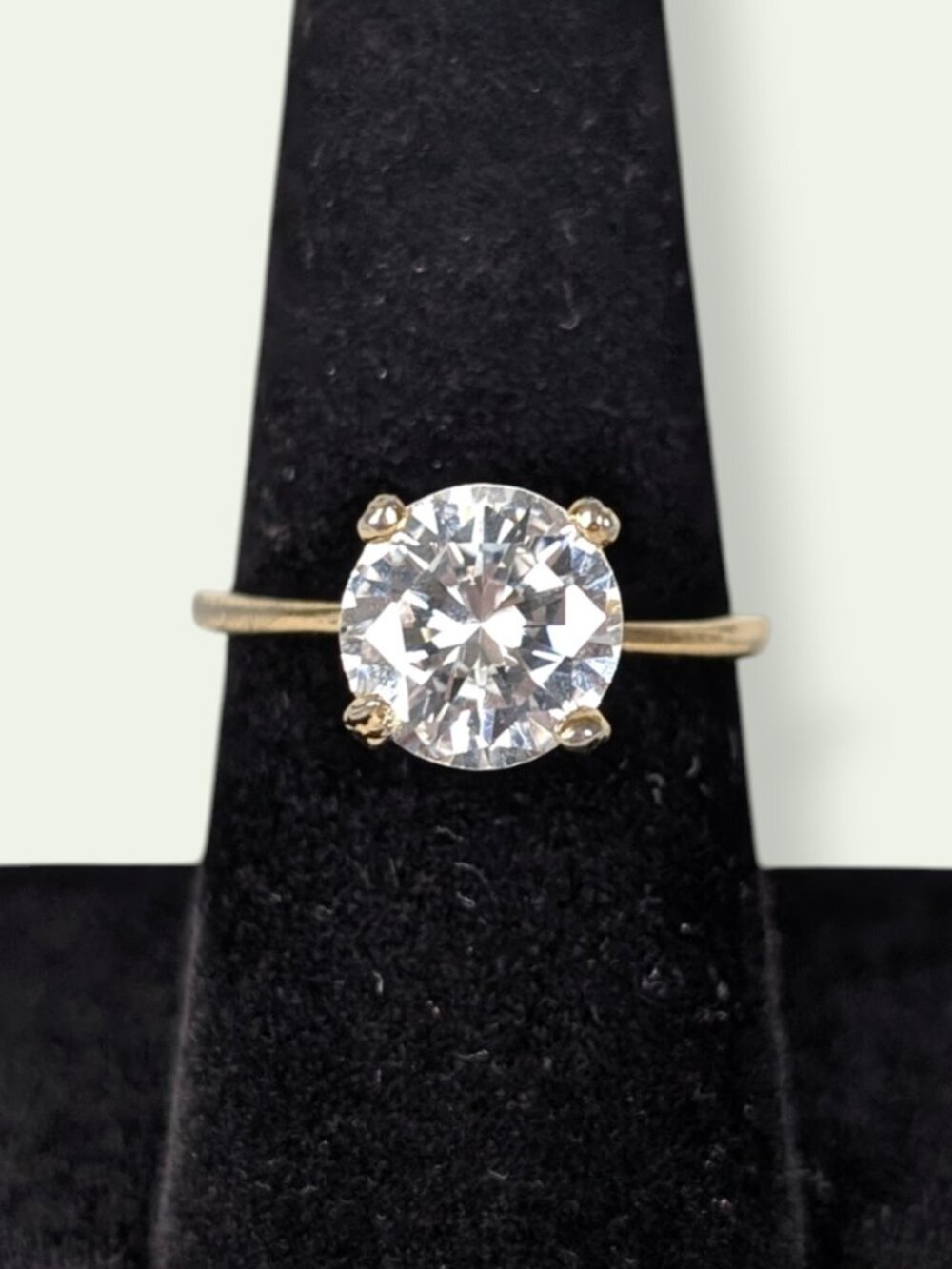 Vintage 18KHGE Solitary CZ Ring